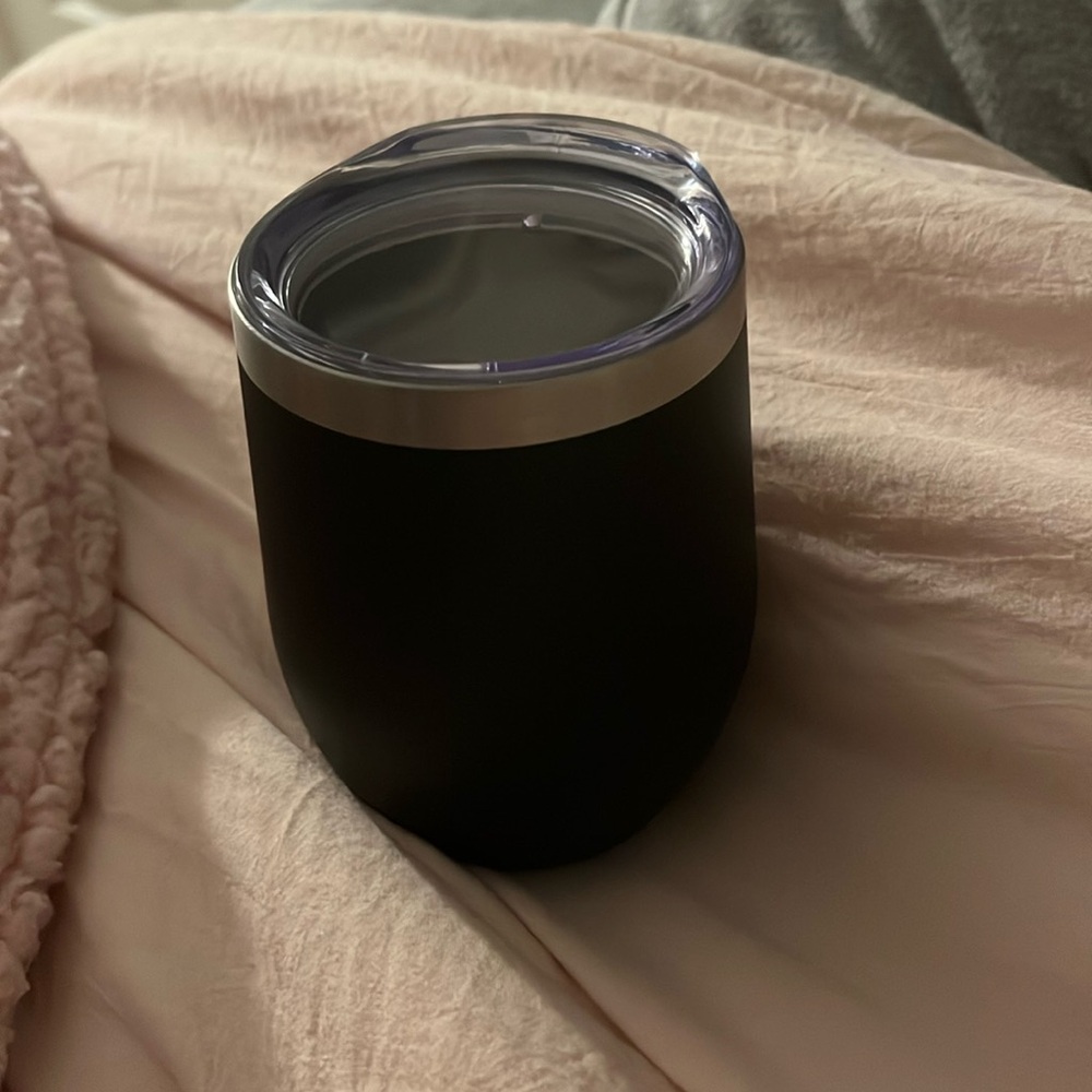 Black 8oz Stemless Wine Glass, stainless steel